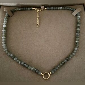 Awe Inspired Labradorite Gemstone 14K Gold Necklace w/ Removable Charm Holder